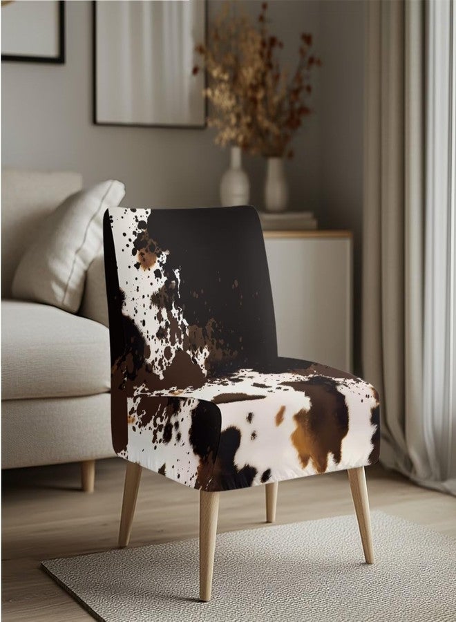 Yatixapu Accent Chair Slipcover Set of 2 Stretch Armless Cow Print Accent Chair Cover Washable Slipper Chair Slipcover Without Arms Covers Furniture Protector for Living Dining Room Hotel - Image 5